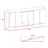 Mueble Superior de Cocina Blanco y Cartagena 150x60cm con Seis Puertas con Locero - MUEBLES SUPERIORES DE COCINA | Bylmo