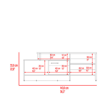 Mesa para TV Bengala Fresno 56x143cm Para TV Hasta 50 Pulgadas con Un Cajón - MUEBLES DE TV | Bylmo