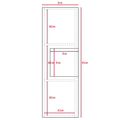 Gabinete de Baño Vanguard Cartagena 32x97.5cm Rectangular con Dos Entrepaños - GABINETES DE BANHO | Bylmo