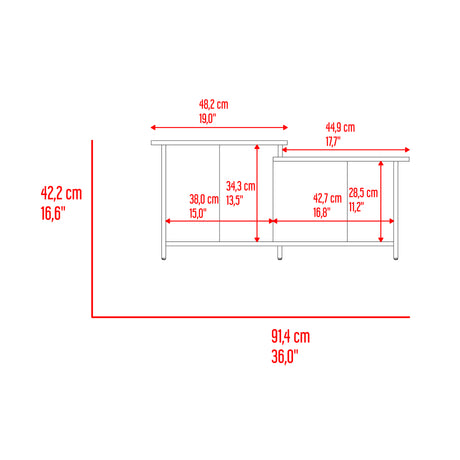 Mesa de Centro Wema Avellana 89.3x41.6cm Rectangular y con Compartimientos - MESAS DE CENTRO | Bylmo
