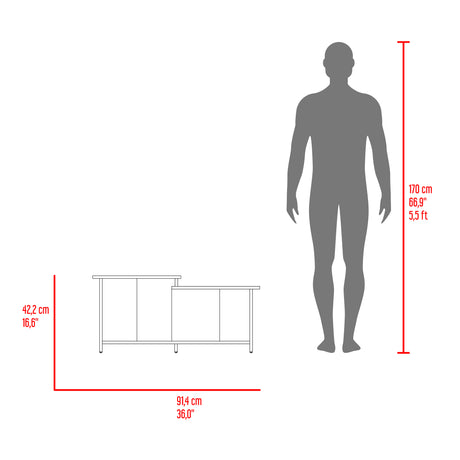 Mesa de Centro Wema Avellana 89.3x41.6cm Rectangular y con Compartimientos - MESAS DE CENTRO | Bylmo