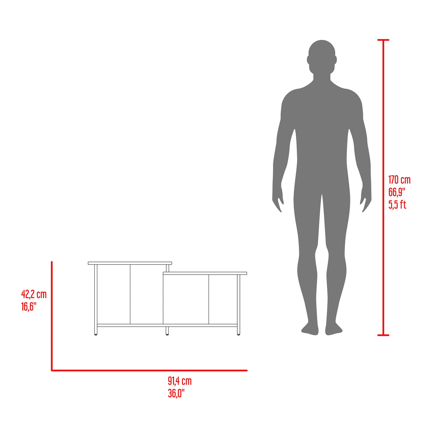 Mesa de Centro Wema Cartagena 89.3x41.6cm Rectangular y con Compartimientos - MESAS DE CENTRO | Bylmo