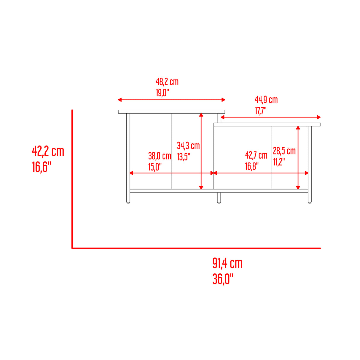 Mesa de Centro Wema Cartagena 89.3x41.6cm Rectangular y con Compartimientos - MESAS DE CENTRO | Bylmo