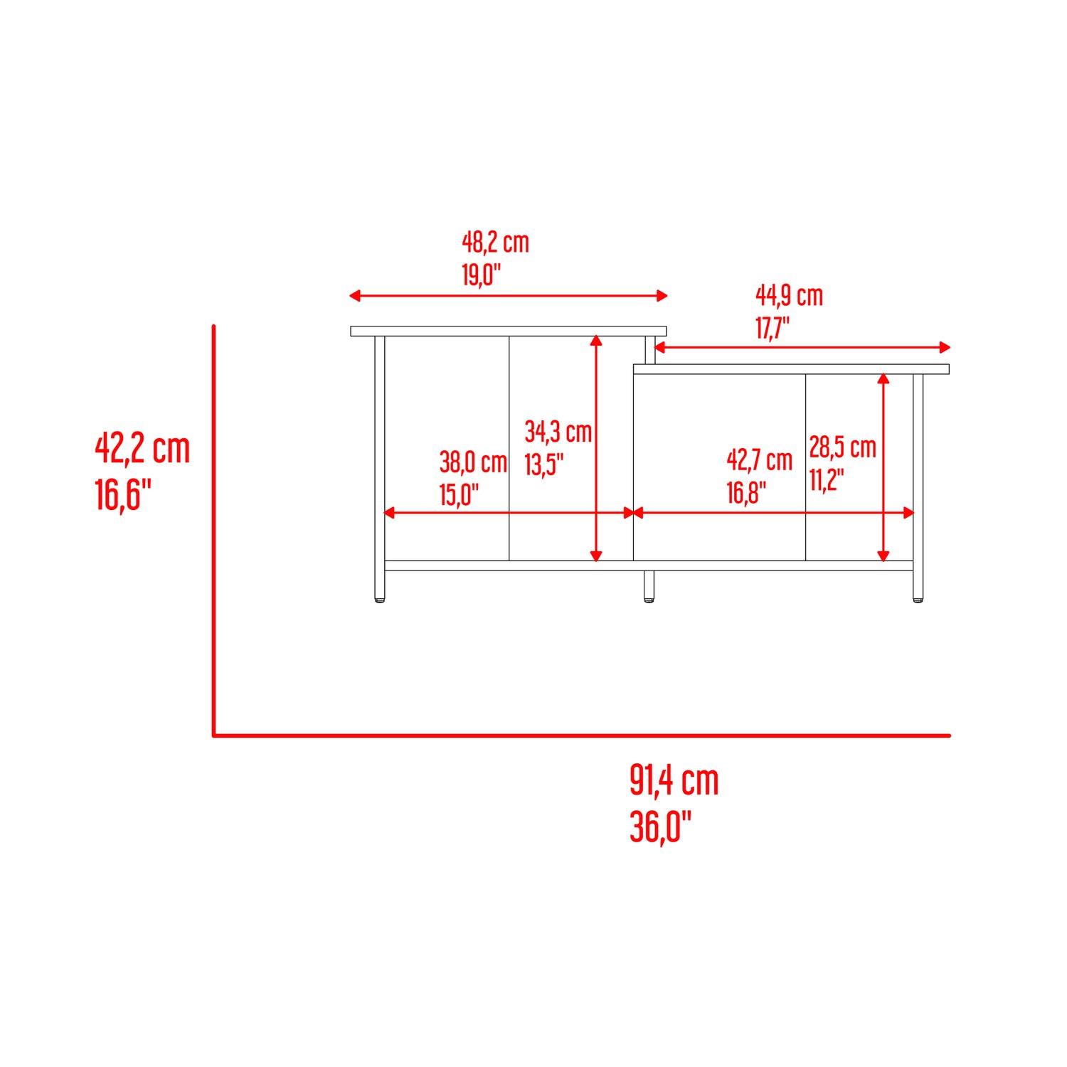 Mesa de Centro Wema Cartagena 89.3x41.6cm Rectangular y con Compartimientos - MESAS DE CENTRO | Bylmo