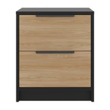 Mesa de Noche Kaia Fresno 48x41cm con Dos Cajones - MESAS DE NOCHE | Bylmo