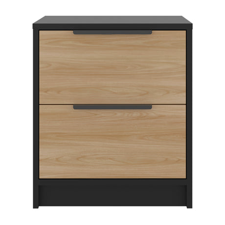 Mesa de Noche Kaia Fresno 48x41cm con Dos Cajones - MESAS DE NOCHE | Bylmo