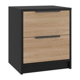 Mesa de Noche Kaia Fresno 48x41cm con Dos Cajones - MESAS DE NOCHE | Bylmo