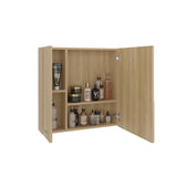 Gabinete de Baño Barcelona Fresno 60x60cm Cuadrado con Espejo y con Dos Entrepaños - GABINETES DE BANHO | Bylmo