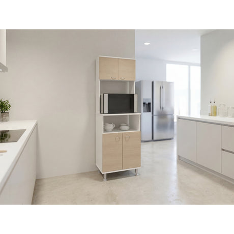 Alacena Fenix Blanco y Cartagena 54x160cm sin Cajones y con Cuatro Puertas - ALACENAS Y MUEBLES MICROONDAS | Bylmo