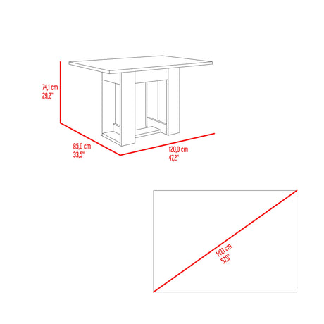 Comedor Volterra Avellana 120x74.05cm Rectangular de Cuatro Puestos y sin Sillas - COMEDORES | Bylmo