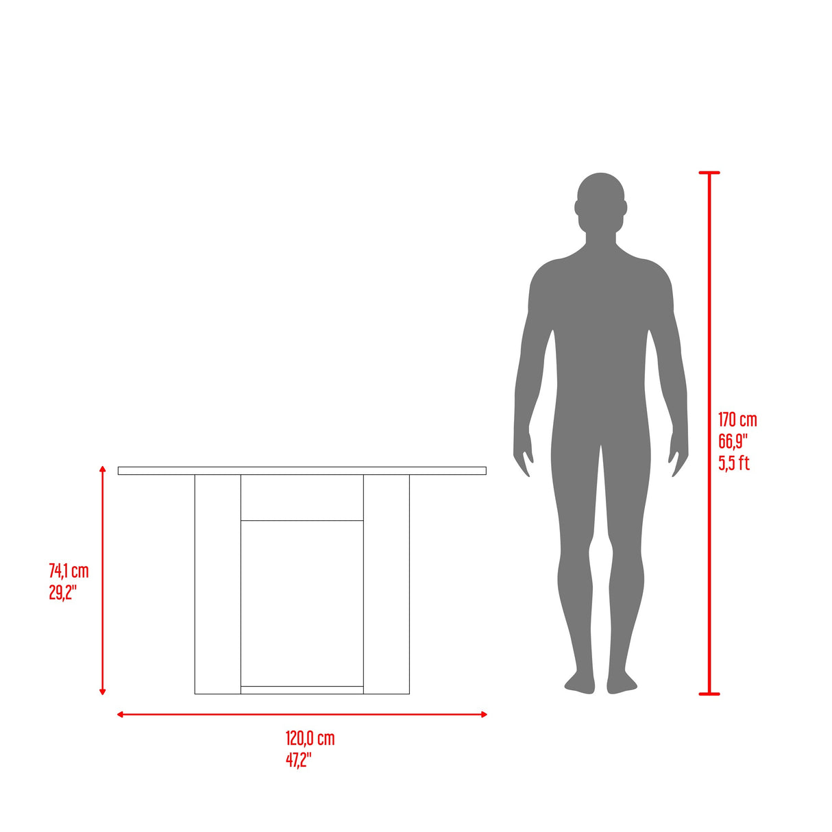Comedor Volterra Avellana 120x74.05cm Rectangular de Cuatro Puestos y sin Sillas - COMEDORES | Bylmo