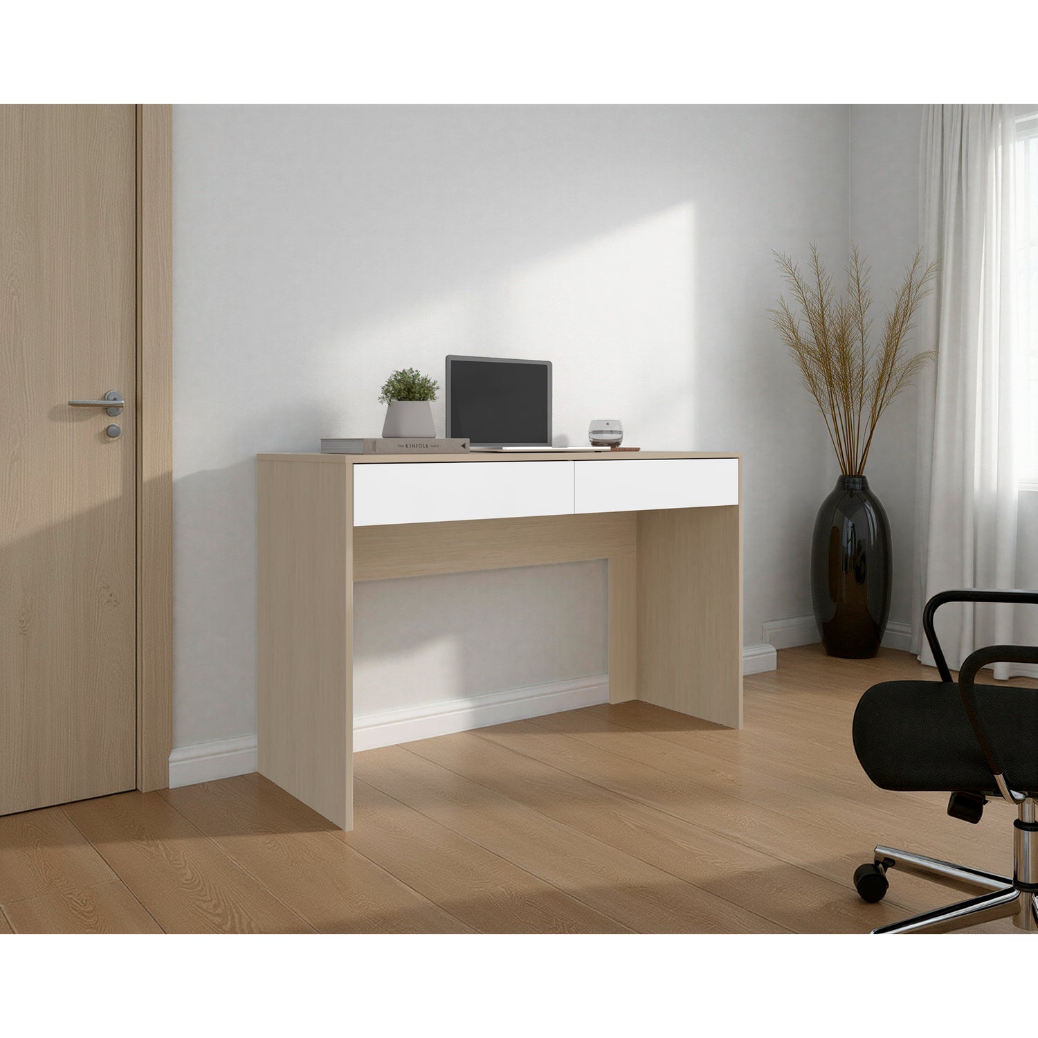 Escritorio Acre Cartagena y Blanco 120.2x75cm Con Dos Cajones - ESCRITORIOS | Bylmo