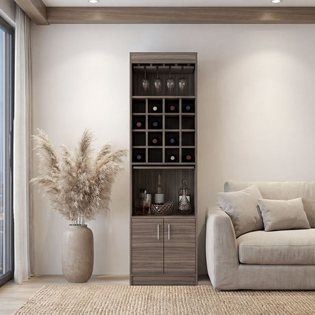 Bar Kava Avellana 51x180cm con Un Cajón y con Dieciséis Portabotellas - BARES | Bylmo