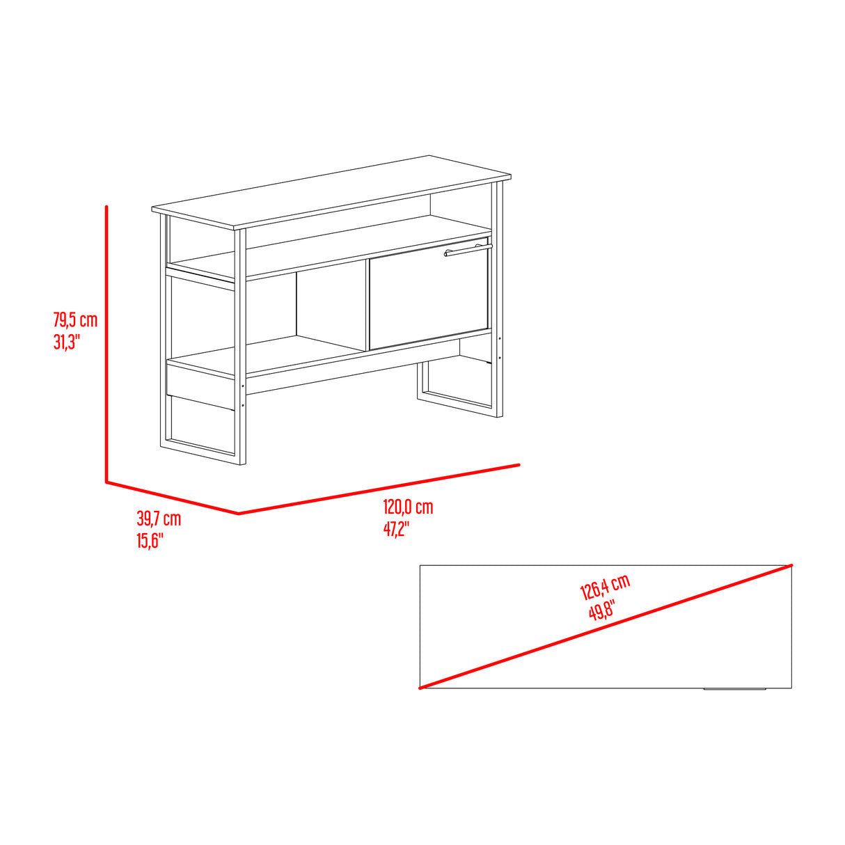 Arrimo Magnum Fresno 120x80cm con Tres Compartimientos y con Patas - BIFES Y ARRIMOS | Bylmo
