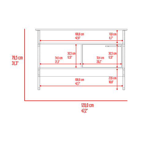 Arrimo Magnum Fresno 120x80cm con Tres Compartimientos y con Patas - BIFES Y ARRIMOS | Bylmo