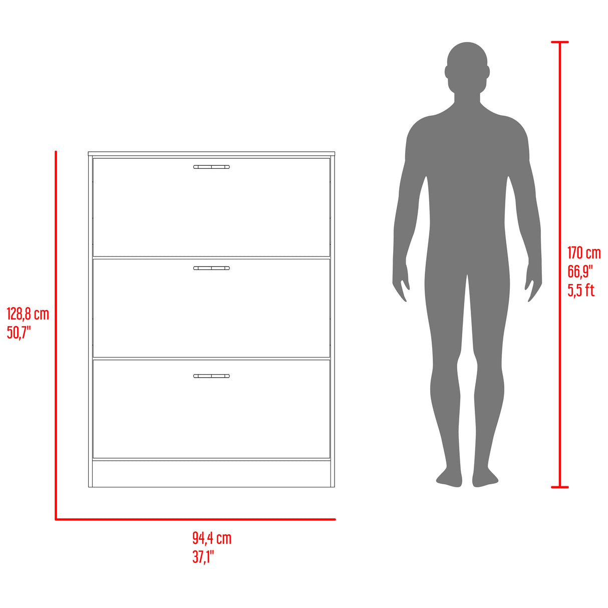 Zapatero Z 94 Avellana y Blanco 94.2x128.7cm Vertical de Tres Niveles para 18 pares de Zapatos - ZAPATEROS | Bylmo