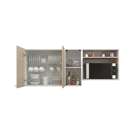 Mueble Superior de Cocina Gina Cartagena 150x60.2cm con Dos Puertas con Locero y con Espacio para Microondas - MUEBLES SUPERIORES DE COCINA | Bylmo