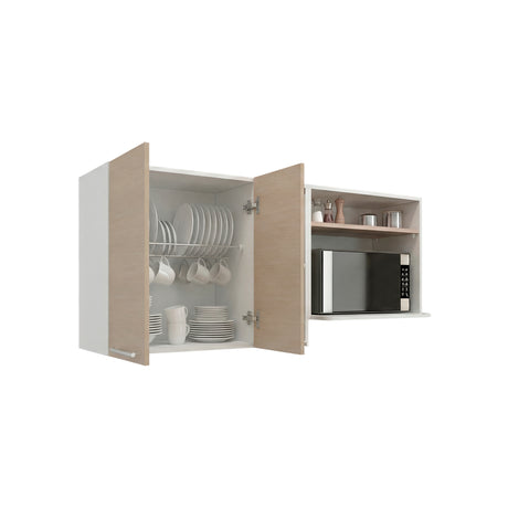 Mueble Superior de Cocina Gina Cartagena 150x60.2cm con Dos Puertas con Locero y con Espacio para Microondas - MUEBLES SUPERIORES DE COCINA | Bylmo
