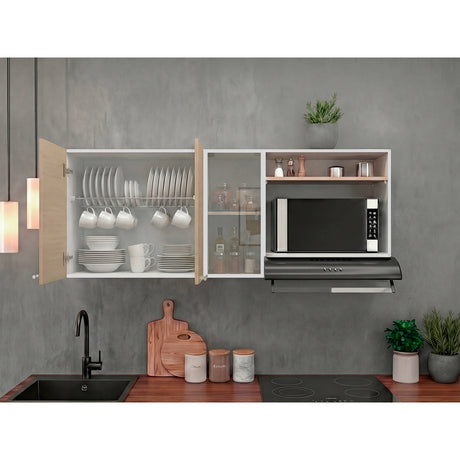 Mueble Superior de Cocina Gina Cartagena 150x60.2cm con Dos Puertas con Locero y con Espacio para Microondas - MUEBLES SUPERIORES DE COCINA | Bylmo