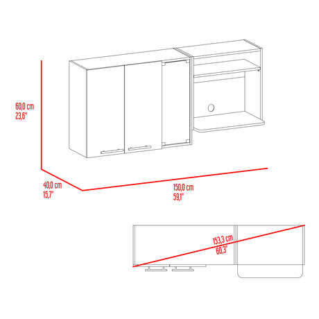 Mueble Superior de Cocina Gina Cartagena 150x60.2cm con Dos Puertas con Locero y con Espacio para Microondas - MUEBLES SUPERIORES DE COCINA | Bylmo