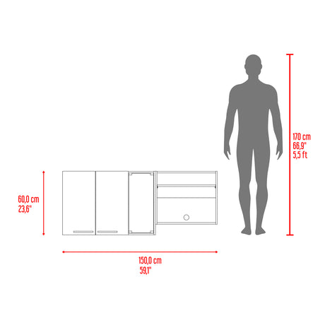 Mueble Superior de Cocina Gina Cartagena 150x60.2cm con Dos Puertas con Locero y con Espacio para Microondas - MUEBLES SUPERIORES DE COCINA | Bylmo