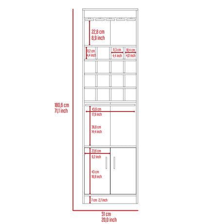 Bar Kava Cartagena 51x180cm con Un Cajón y con Dieciséis Portabotellas - BARES | Bylmo