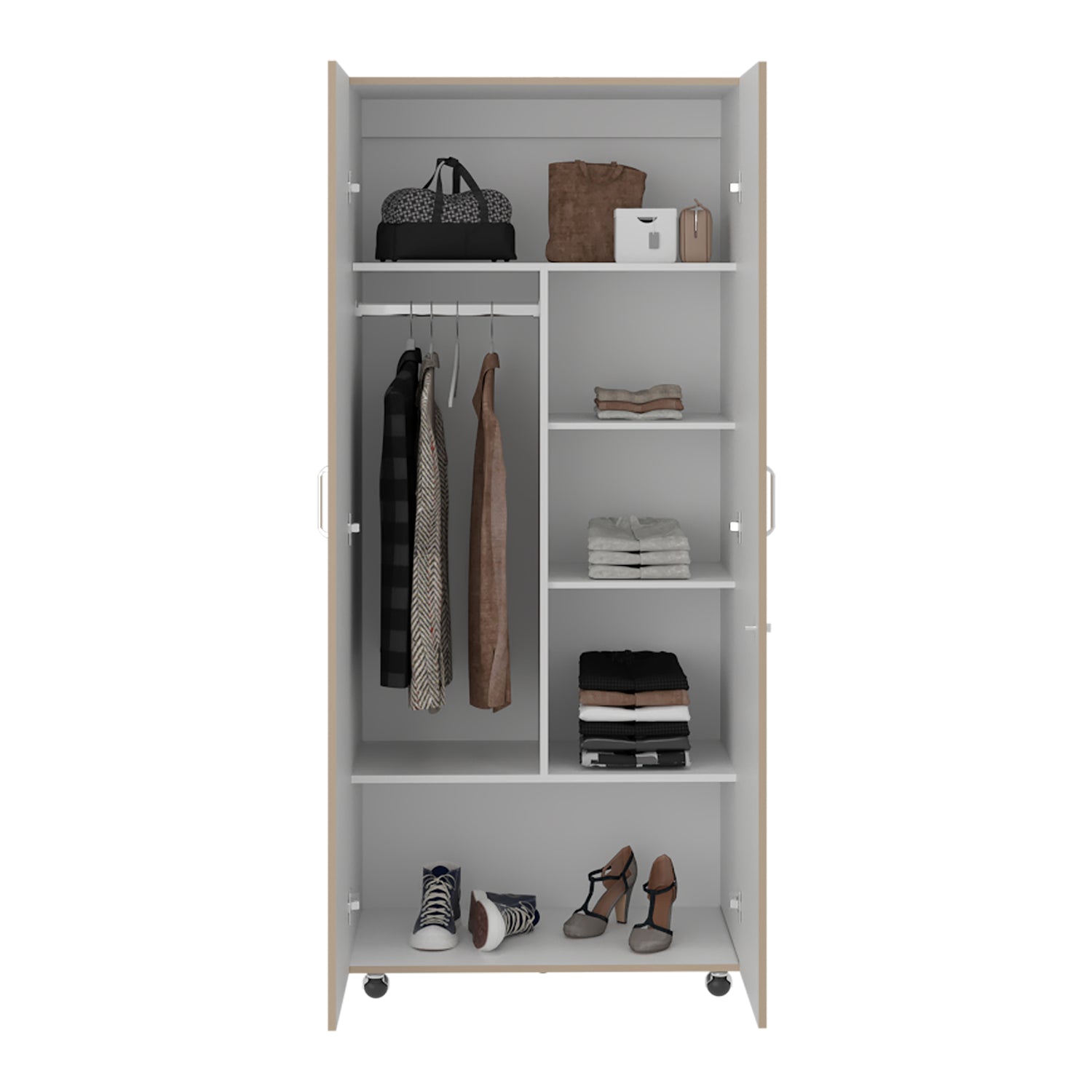 Closet Iko Cartagena y Blanco 80x182.5cm sin Cajones con 2 Entrepaños - CLOSETS | Bylmo