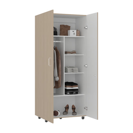 Closet Iko Cartagena y Blanco 80x182.5cm sin Cajones con 2 Entrepaños - CLOSETS | Bylmo