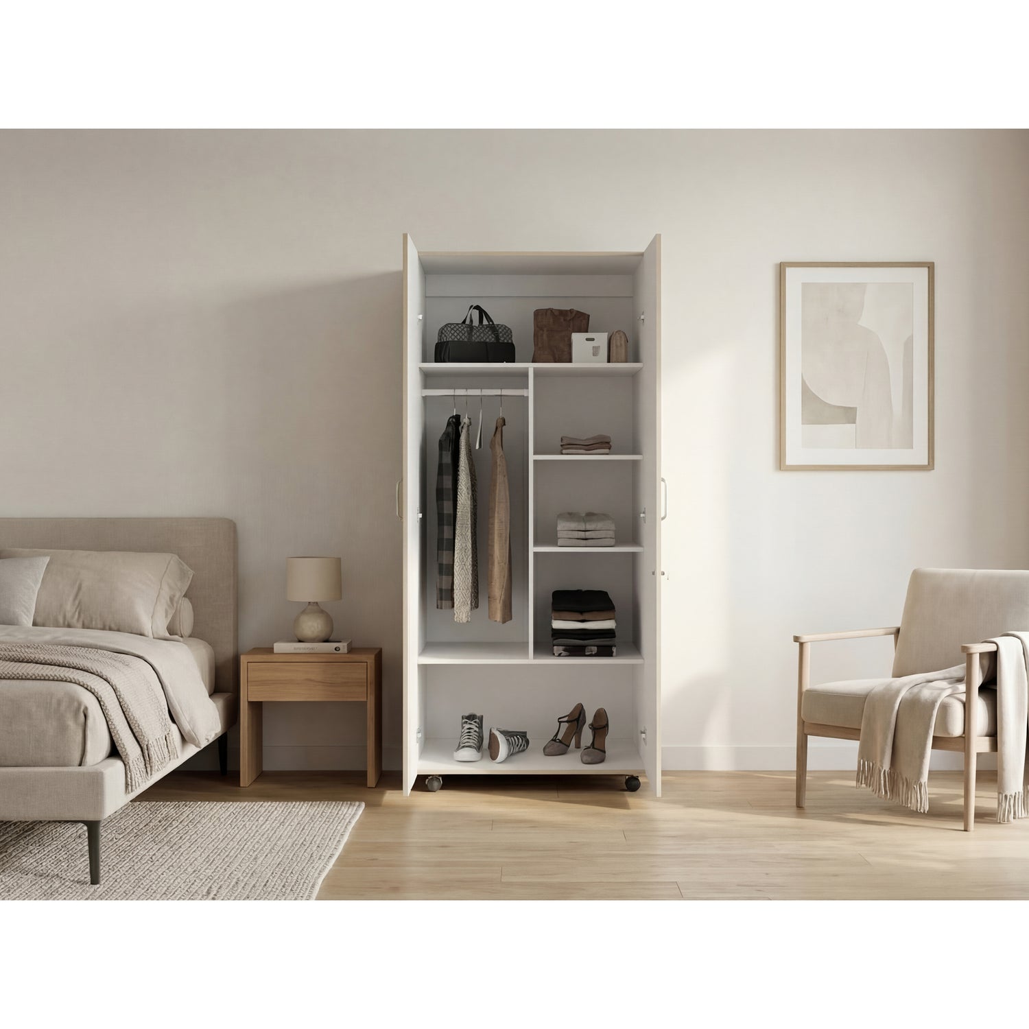 Closet Iko Cartagena y Blanco 80x182.5cm sin Cajones con 2 Entrepaños - CLOSETS | Bylmo