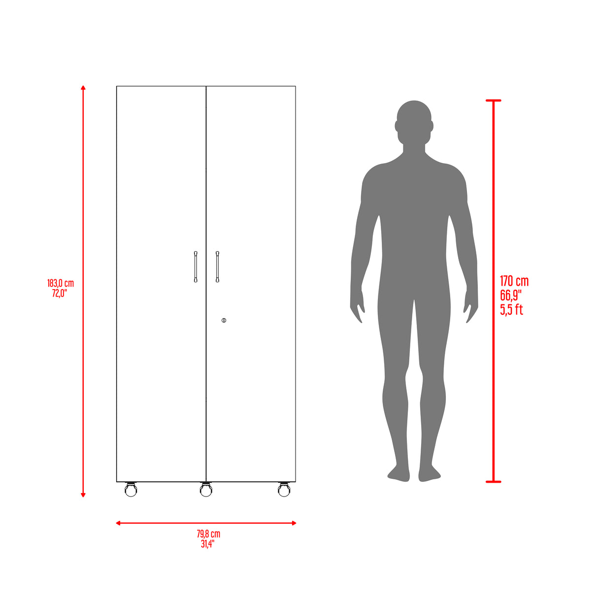 Closet Iko Cartagena y Blanco 80x182.5cm sin Cajones con 2 Entrepaños - CLOSETS | Bylmo