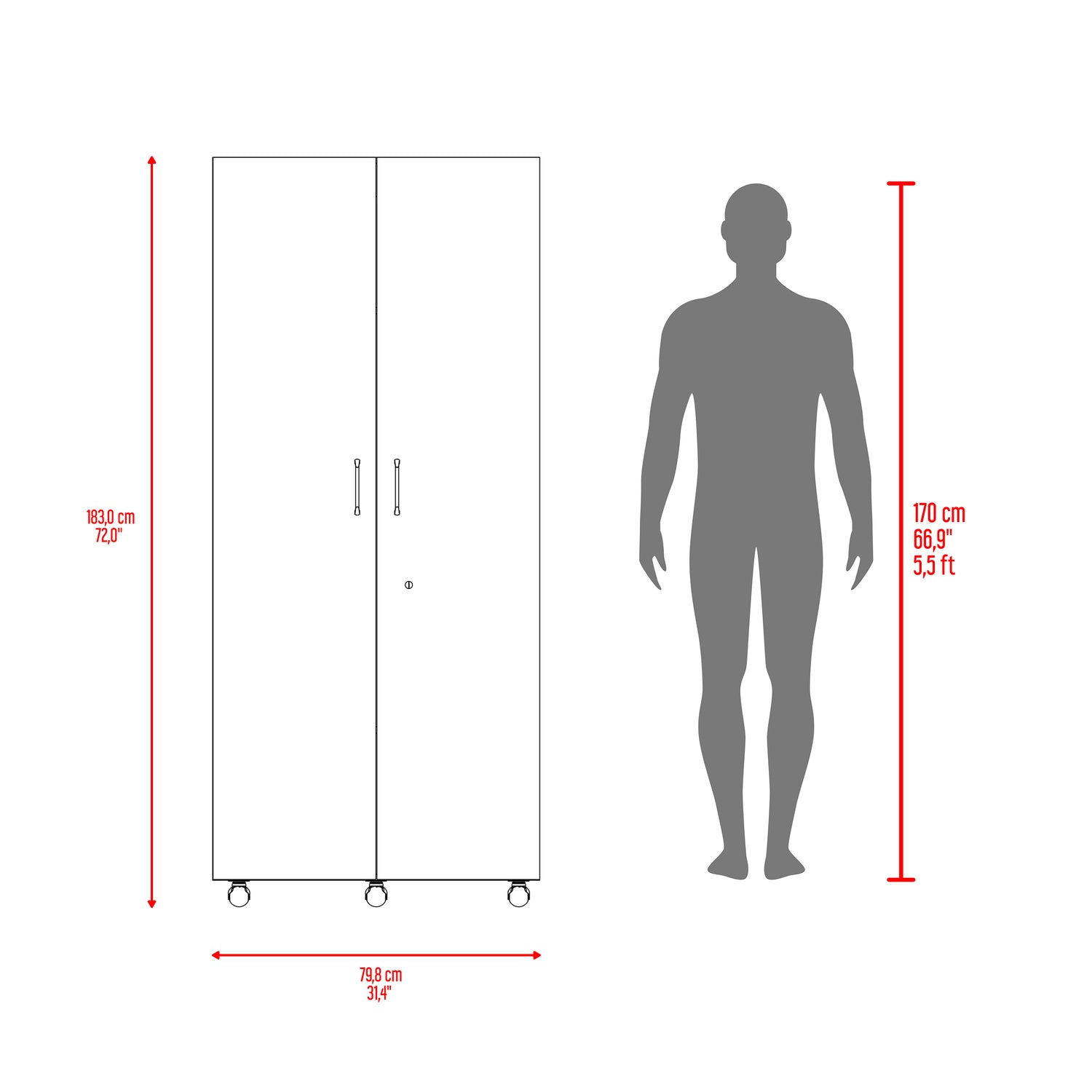 Closet Iko Cartagena y Blanco 80x182.5cm sin Cajones con 2 Entrepaños - CLOSETS | Bylmo