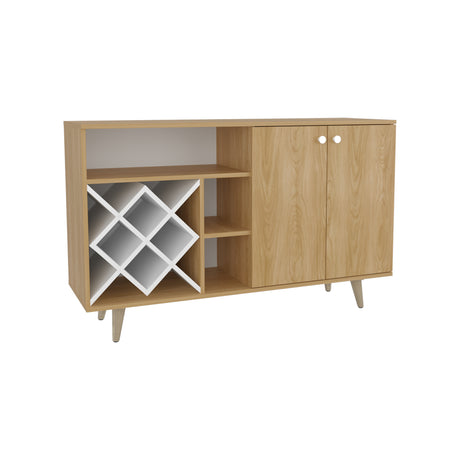 Bar Vithi Fresno y Blanco 120x73.6cm con Cinco Compartimientos y con Ocho Portabotellas - BARES | Bylmo