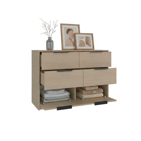 Cómoda Kaia Cartagena y Blanco 107x77.6cm De Tres Hileras con Seis Cajones - CAJONERAS Y COMODAS | Bylmo