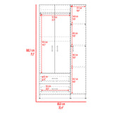 Closet Austral Avellana 90x180cm con 2 Cajones con 3 Entrepaños - CLOSETS | Bylmo