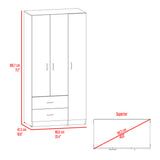 Closet Austral Avellana 90x180cm con 2 Cajones con 3 Entrepaños - CLOSETS | Bylmo