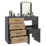 Tocador Kaia Wengue y Fresno 100x126.7cm con Cuatro Cajones y con Espejo - TOCADORES | Bylmo