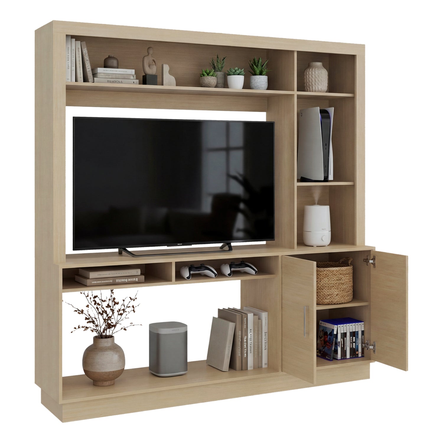 Centro de Entretenimiento Cantabria Cartagena 180x180cm Para TV Hasta 55 Pulgadas con Un Cajón - MUEBLES DE TV | Bylmo