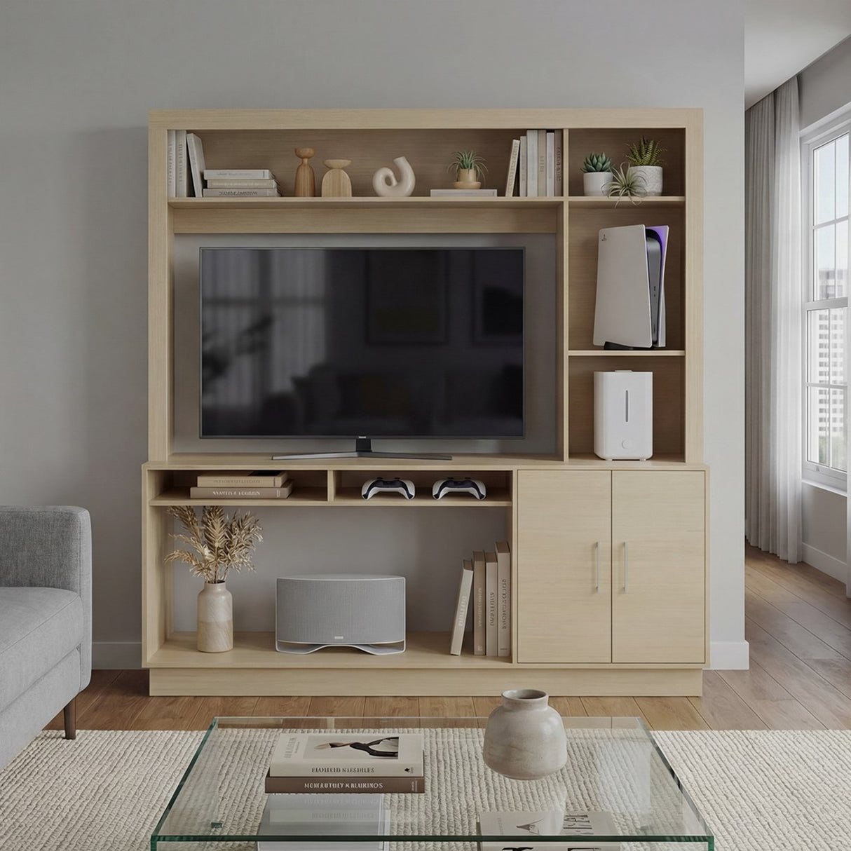 Centro de Entretenimiento Cantabria Cartagena 180x180cm Para TV Hasta 55 Pulgadas con Un Cajón - MUEBLES DE TV | Bylmo