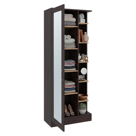 Closet Woman Fresno 70x180.7cm sin Cajones con 9 Entrepaños con Espejo - CLOSETS | Bylmo