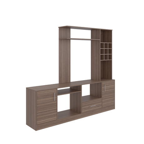 Centro de Entretenimiento kava Avellana 200x180.7cm Para TV Hasta 60 Pulgadas con Dos Cajones - MUEBLES DE TV | Bylmo