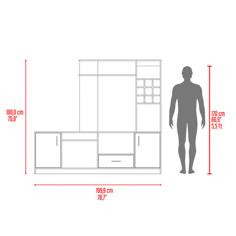 Centro de Entretenimiento kava Avellana 200x180.7cm Para TV Hasta 60 Pulgadas con Dos Cajones - MUEBLES DE TV | Bylmo