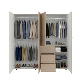 Closet Harlem Cartagena y Blanco 180 cm con Cuatro Puertas y Tres Cajones - CLOSETS | Bylmo