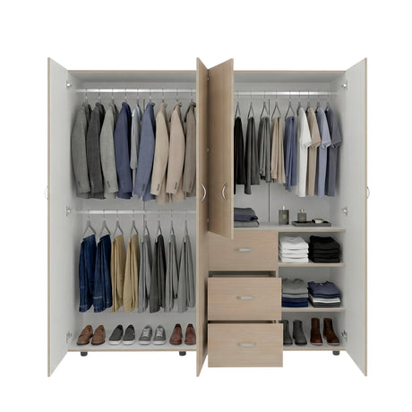 Closet Harlem Cartagena y Blanco 180 cm con Cuatro Puertas y Tres Cajones - CLOSETS | Bylmo