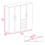Closet Harlem Cartagena y Blanco 180 cm con Cuatro Puertas y Tres Cajones - CLOSETS | Bylmo