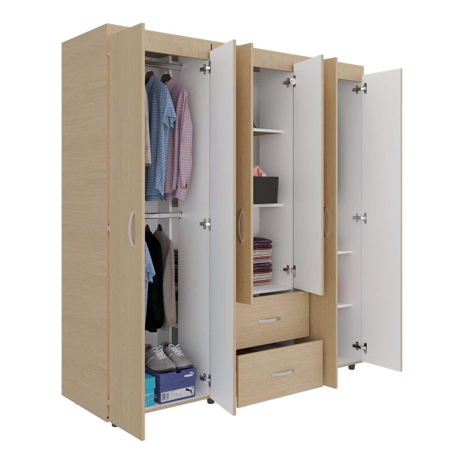 Closet Bariloche Cartagena 170x180cm con 2 Cajones con 4 Entrepaños - CLOSETS | Bylmo