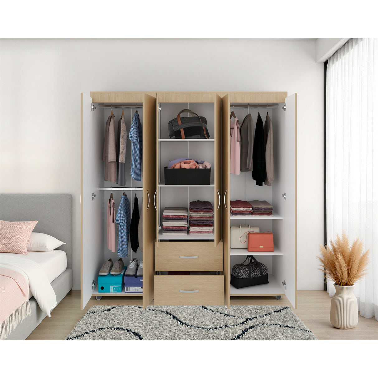 Closet Bariloche Cartagena 170x180cm con 2 Cajones con 4 Entrepaños - CLOSETS | Bylmo