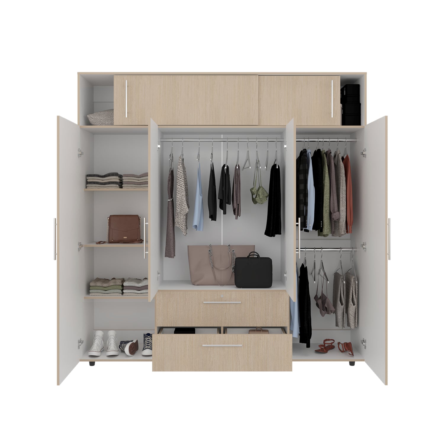 Closet Luque Cartagena y Blanco 200x204cm con 3 Cajones con 3 Entrepaños - CLOSETS | Bylmo