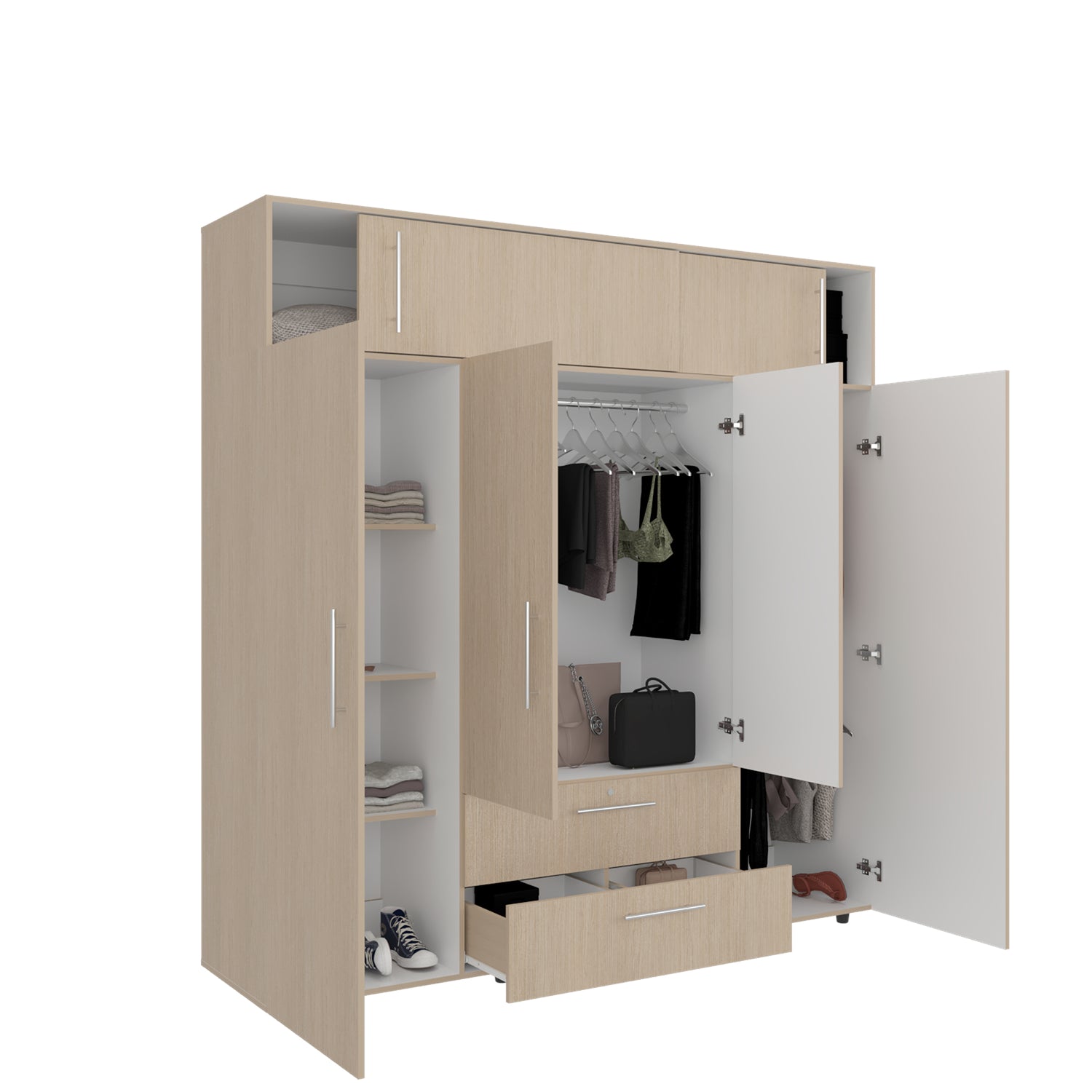 Closet Luque Cartagena y Blanco 200x204cm con 3 Cajones con 3 Entrepaños - CLOSETS | Bylmo