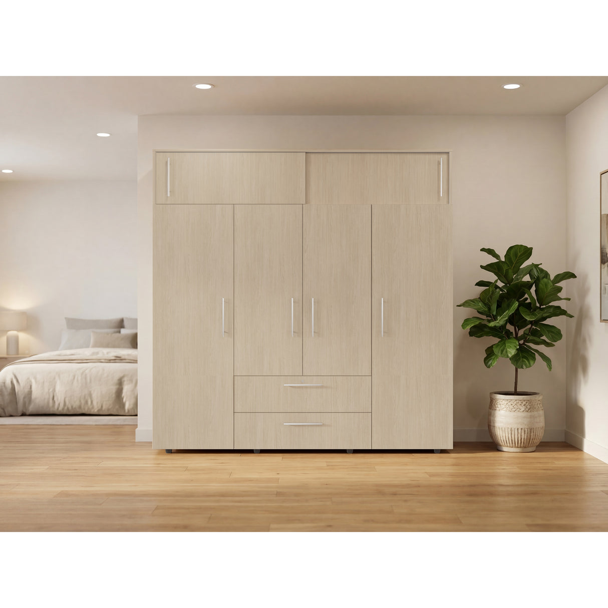 Closet Luque Cartagena y Blanco 200x204cm con 3 Cajones con 3 Entrepaños - CLOSETS | Bylmo