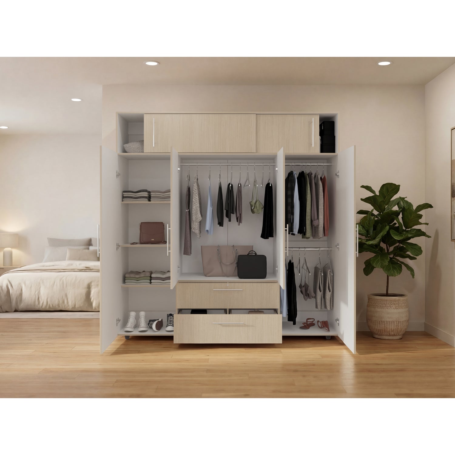 Closet Luque Cartagena y Blanco 200x204cm con 3 Cajones con 3 Entrepaños - CLOSETS | Bylmo